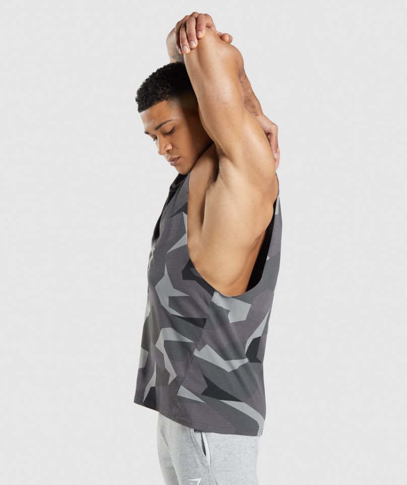 Men's Gymshark Critical Drop Arm Tanks Camo | CA DN6371